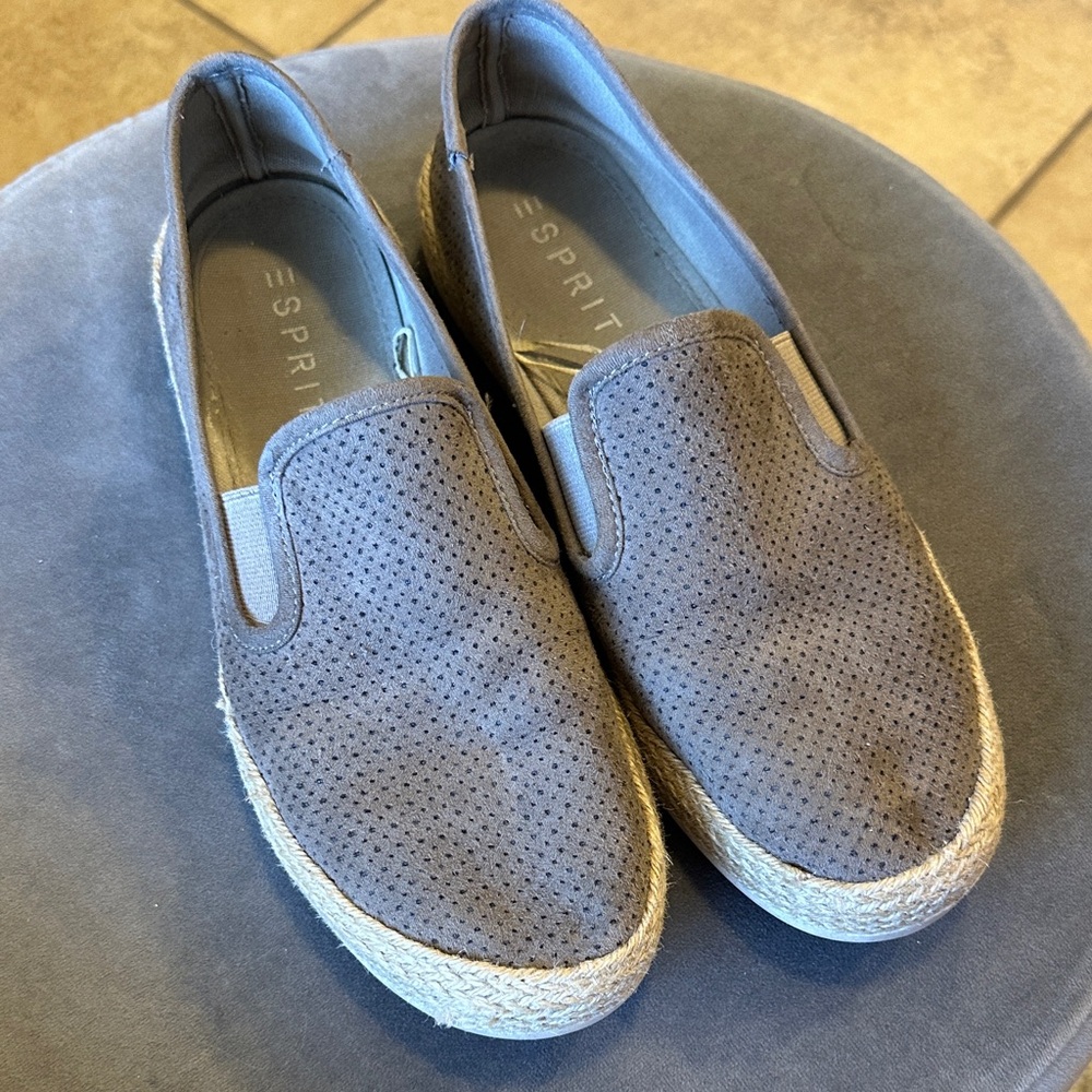 Esprit Taupe Perforated Slip-On Espadrilles